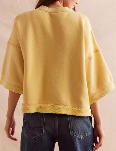 Women's Crop Cardigan Sweatshirts Half Sleeve Button Down Tops Casual Open Front Sweater 2025 Fall Outfits with Pocket4