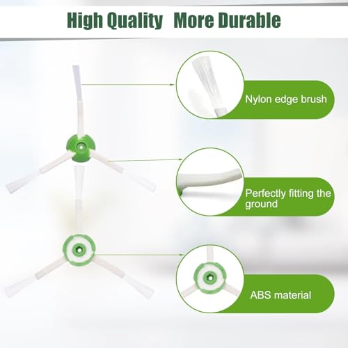 Image of Replacement Parts Compatible with iRobot Roomba i7 i7+ i2 i3 i3+ i4 i4+ i6 i6+ i8 i8+ /Plus j7 E5 E6 E7, 2 Rubber Brushes, 4 HEPA Filters, 4 Side Brushes, 1 Screwdriver, 1 Cleaning Brush,12 Pack