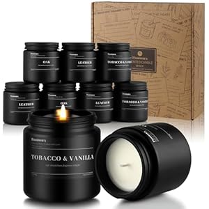 9 Pack Scented Candles Set Gifts for Men, Aromatherapy Candle Set with Scents (Leather/Vanilla/Oak) – Gift for Dad, Boyfriend, Birthday, Father’s Day, Anniversary