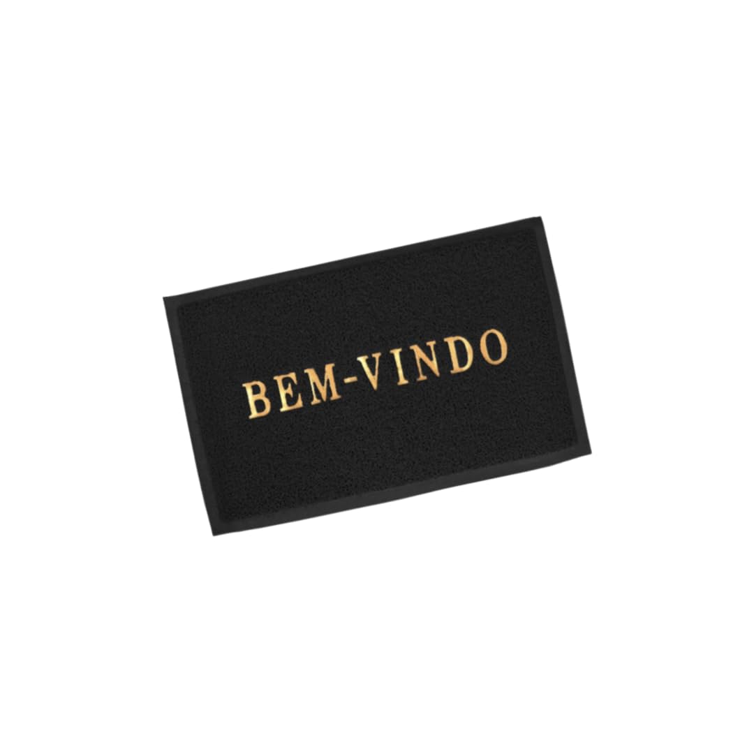 Capacho Bem-Vindo Retangular Emborrachado com Textura Antiderrapante para Porta de