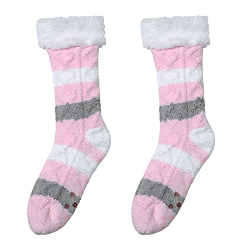 Image of Chassic Sherpa Lined Slipper Socks for Women, Non-Slip Cozy Winter House Socks, Soft Fuzzy Socks, Gifts for Women & Ladies Stocking Stuffers
