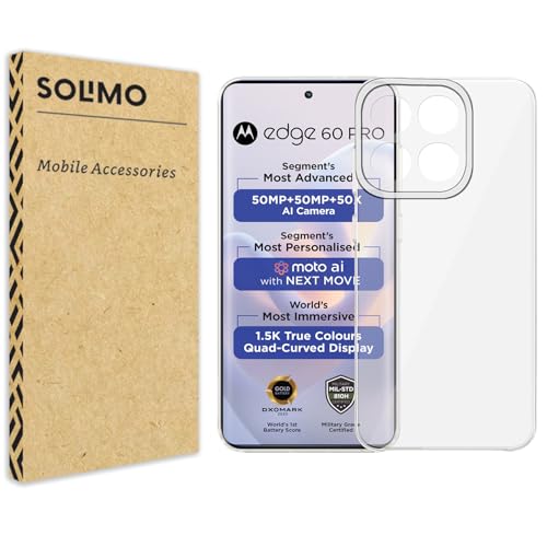 Image of Amazon Brand - Solimo for Motorola Moto Edge 60 Pro 5G Premium Transparent Soft Silicon Crystal Clear Back Cover [Transparent]