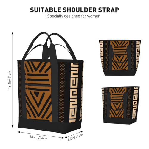 African Mud Cloth Large Capacity Insulated Shopping Tote Bag – Keeps Food Cold/Hot For Hours, Ideal For Travel, Groceries & Outdoor Use3