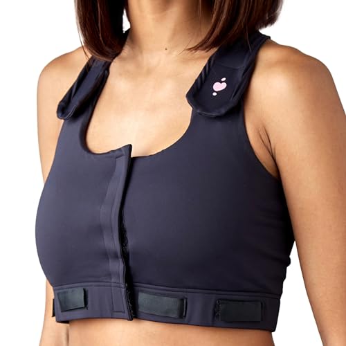 heart&core Larissa Bra, Easy to Wear Post-Surgery Bra - Post Augmentation, Comfortable, Quick-Drying, Patented Drain Tab