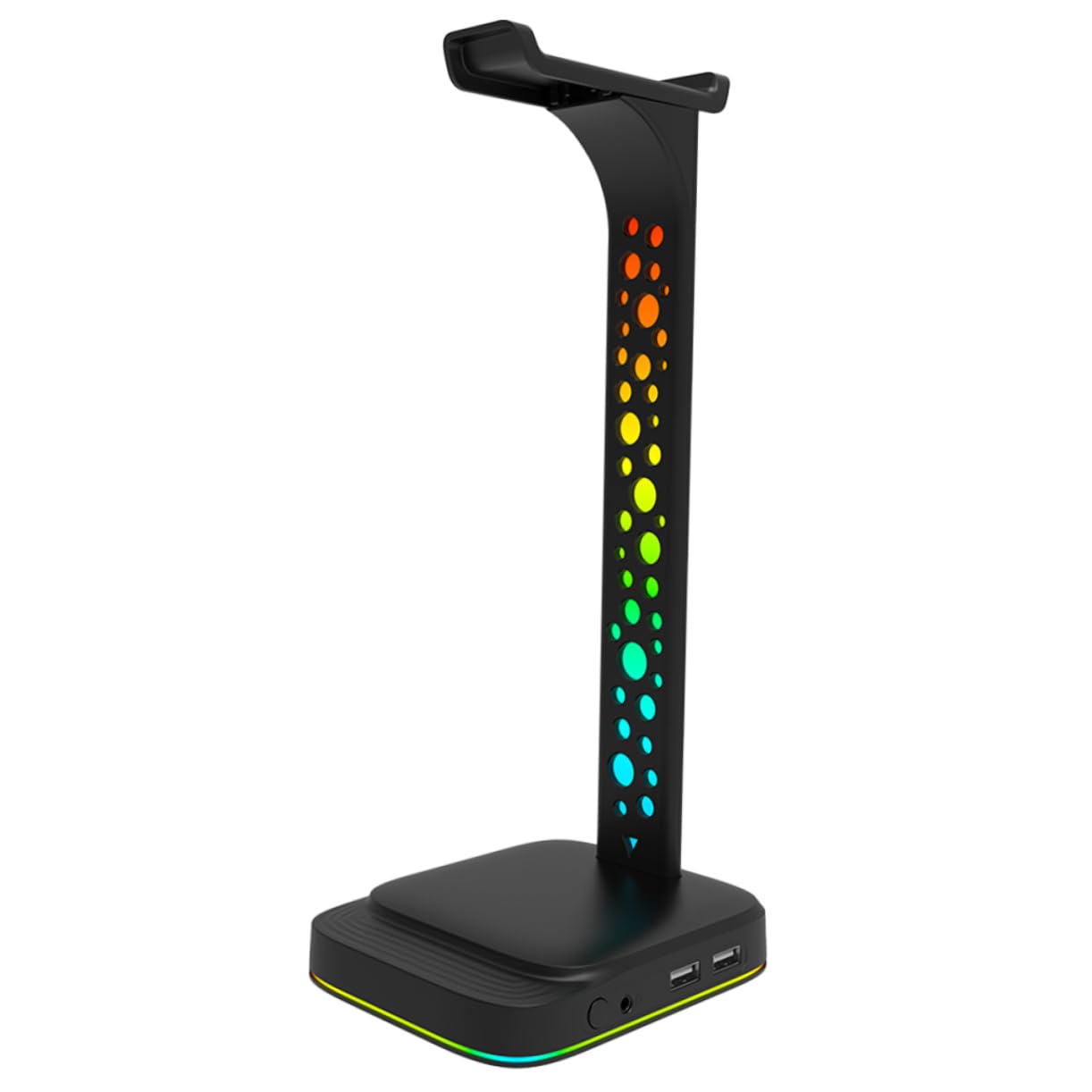 Supporto per Cuffie Illuminazione Rgb Hub USB Porte Aux e USB Supporto Estensibile per Cuffie da Tavolo Antiscivolo