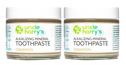 Uncle Harry's Pack of 2 Cinnamon Remineralizing Toothpaste | Natural Whitening Tooth Paste Freshens Breath & Promotes Enamel | Vegan Fluoride Free Toothpaste (2 Pack of 3oz Jars)