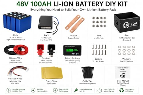 Image of Li-Cell 48V 100Ah LiFePO4 Battery DIY Kit with BMS | High Performance Lithium Battery DIY Solution