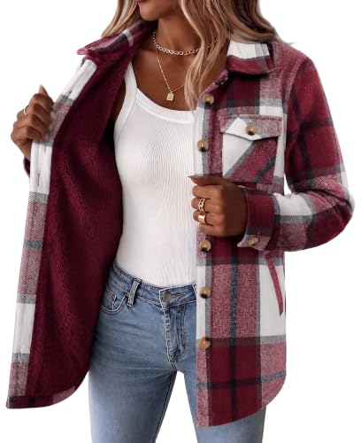 Zeagoo Warm Jackets for Women Sherpa Fleece Winter Coats Flannel Shacket - image 1