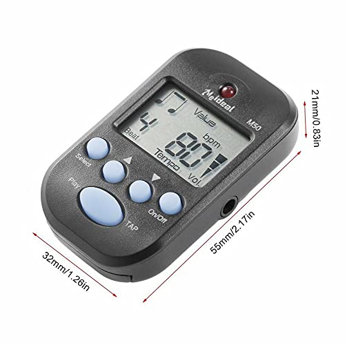 Métronome Numérique Mini Avec Clip - Réglable 30-280 BPM, écran LCD, Prise Casque