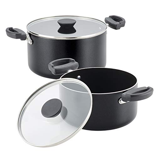 Farberware Neat Nest Space Saving Nonstick Saucepots/Pots and Pans Set/Dishwasher Safe, Made in The USA, 4 Piece, Black