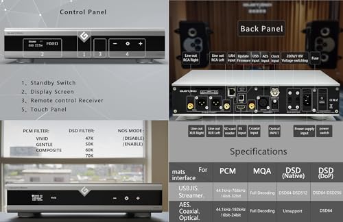 Image of Gustard X26III DAC Network Bridge and Streaming ES9039SPRO X2 Full Balanced HiFi MQA DAC with Remote Control (Black)