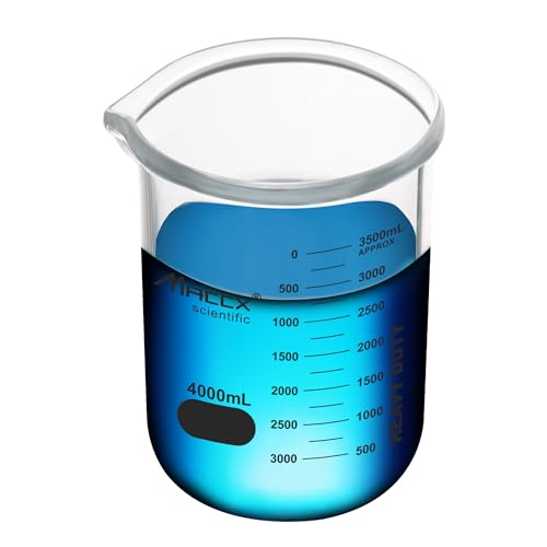 Sturdy 170oz/4000ml Glass Beaker, 3.3 borosilicate, printed graduation