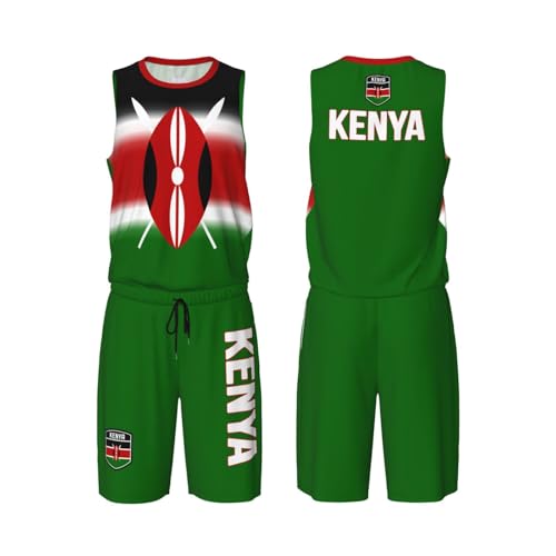DABOYOZHZH Kenya Flag Basketball Uniform Suit for Men Team Training Athletic Gradient Jersey