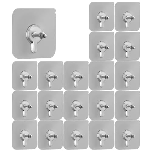 Image of 20 PCS Adhesive Hooks Heavy Duty, Screw Free Sticker, Seamless Screws for Wall Mount, No-Trace Sticker Frame Hangers Without Nails for Mount Wall Shelf,for Kitchen,Home,Office(10mm)