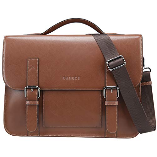 Banuce Vintage Leather Messenger Bag for Men Shoulder Bags Laptop