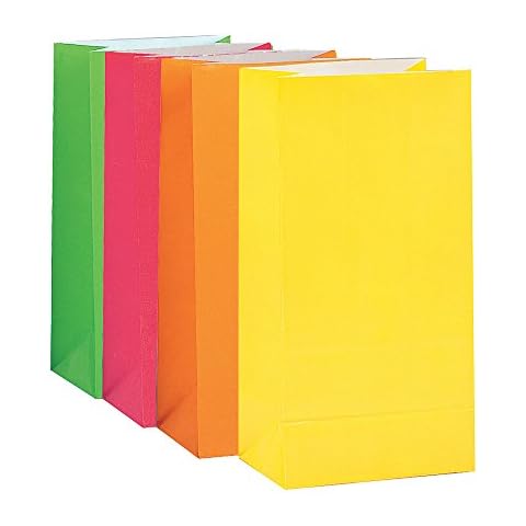 Neon Assorted Paper Party Bags (10 Pieces) - Vibrant Colors, Premium Quality Bags, Perfect for Gifts, Goodies, Birthdays, Weddings & Events Cover