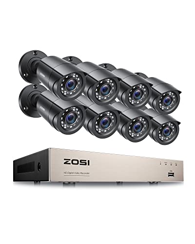 ZOSI 3K Lite 8CH Home Security Camera System Outdoor Indoor, AI Human/Vehicle Detection, Night Vision, H.265+ 5MP Lite 8 Channel CCTV DVR, 8pcs 1080P 1920TVL Surveillance Bullet Cameras (No HDD)