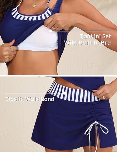 BMJL Womens Two Piece Tankini Swimsuit with Skirt Tummy Control Bathing Suit Modest Swimdress4