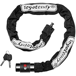 Cadena Cementada Para Bicicleta Segotendy Candado Bicicleta, 8mm 1020g Candado Bicicleta Antirrobo con Manga Protectora Tejida, Candado de Cadena con 2 Llaves y Tapa Impermeable, Seguridad Candados para Bici Moto Scooter (85cm)