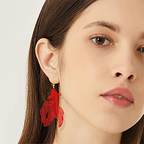 Bohemian Lightweight Hollow Goldfish Dangle Drop Earrings Unique Long Tropical Fish Earrings for Women4