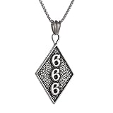 EENSYWEENSY Satanic Number 666 Necklace, Stainless Steel Devil Pendant, Gothic Satanist Jewelry Accessory