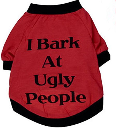 Pet Shirt Daoroka Small Large Dog Cat Costume Puppy Vest Summer Letter Sweatshirt Girl Boy Pet Clothes Fashion Apparel (S, Red)