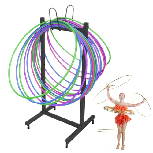 Hula Hoop Organizer Cart, Mobile Gymnastic Equipment Holder with Wheels, Portable Stand for Jump Ropes and Hula Hoops, Ideal for Elementary PE