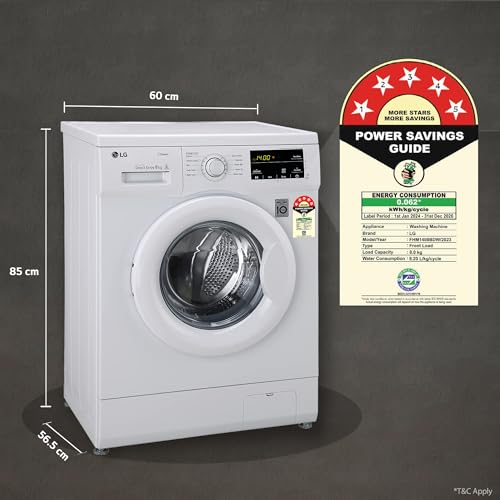 Image of LG 8 Kg, 5 Star, Direct Drive Technology, Steam Wash, 6 motion DD, Smart Diagnosis, Fully Automatic Front Load Washing Machine (FHM1408BDW, Allergy Care, In-Built Heater, Touch Panel, White)