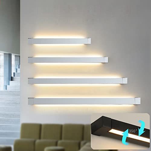 Decoración de pared Iluminación Aplique de pared lineal giratorio 350 ° LED decoración pared moderna iluminación apliques interiores tira larga blanca cálida lámpara pared dormitorio metal decoración