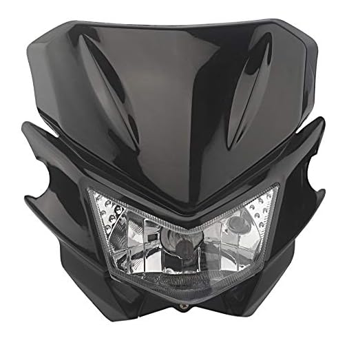 Säkerhetsbelysning Motorcykel Universal Headlight 12V 35W H4 Strålkastare för KLX KX 110 WR250F WR450F Steadlight Headlamp Dirt Bikes Off Road för vandring, camping, jakt (Color : Black)