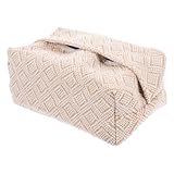 jojofuny Funda para Caja de Pañuelos de Algodón y Lino 1 Unidad, Soporte Rectangular Decorativo Apertura Sencilla, Estuche Compatible Cajas Estándar para Hogar, Baño y Oficina