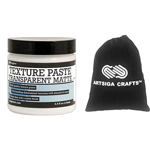 Ranger Ink Texture Paste 4 Ounces Transparent Matte 1-Pack Bundled with 1 Artsiga Crafts Small Project Bag