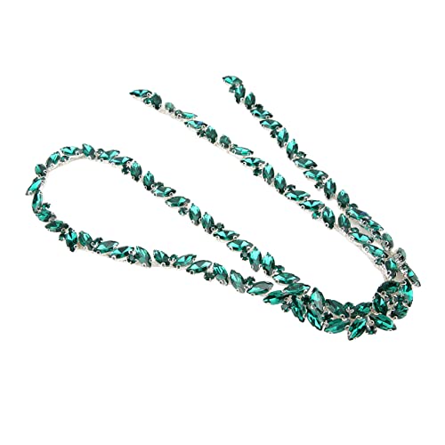1 Yard Rhinestone Chain Ab Crystal Rhinestone Applique Beaded Chain Patch Sewing Trim Fringe Embellishment For Clothing Shoes Jewelry Accessories(Hole Green) #TOP6