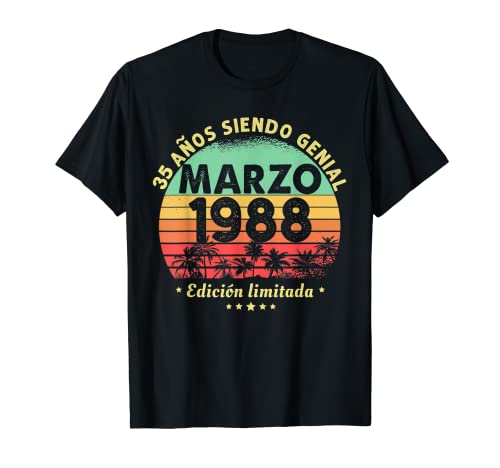 Hombre 35 Años Cumpleaños Regalo Hombre Marzo 1988 Marzo 35 Años Camiseta