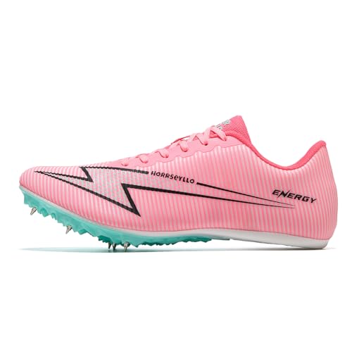 HORRSEYLLO Men's Track and Field Shoes Women's Lightweight Metal Spikes for Athletics Sprint and...