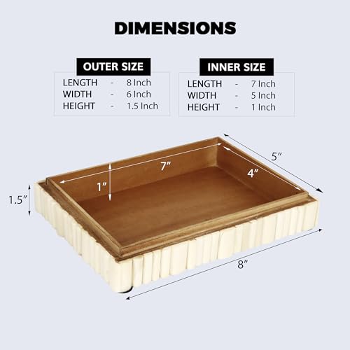 Image of Handicrafts Home Decorative Box - Handmade Jewelry Organizer Box with Lid - Keepsake Box for Home Decor, Jewelry, Accessories, Collectibles - Modern Wooden Storage Box - Stem, 8X6X1.5 inch