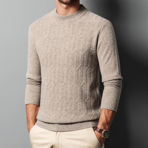 Mens 100% Wool Mock Turtleneck Sweater Casual Knit Long-Sleeved Pullover Tops Basic Solid Undershirts4