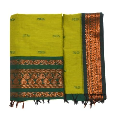 Image of Pure Kalyani Cotton Saree | Zari Border & Blouse Piece - Lata Gadwal Design | Traditional Saree