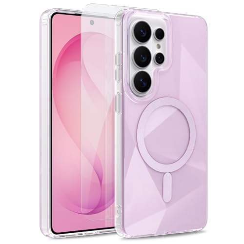 Image of Magnetic Case for Samsung Galaxy S26 Ultra [Compatible with Magsafe] [Anti-Yellowing] [1 Screen Protector] Shockproof Slim Iridescent Sparkly Case for Galaxy S26 Ultra 6.9 inch, Pink