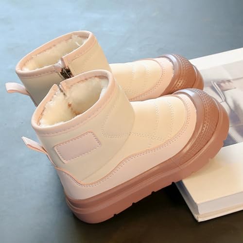 Fuzzy Snow Booties for Kids Boys Girls Toddler Childrens Side Zipper Shoes Winter Warm Ski 𝐖aterproof Thick Boots3