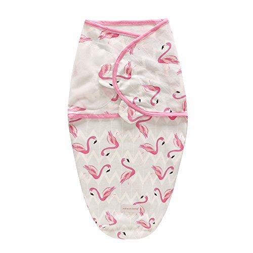 Image of Miracle Baby Newborn Swaddle Blanket Adjustable Wrap Receiving Blanket Baby 100% Cotton Sleep Bag 0-3 Months 3-6 Months(0-3 Month,New Flamingo)
