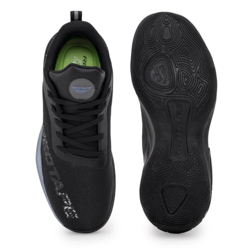 Image of Red Tape Men's Sneakers Black Mesh TPU Round Toe Lace-Up, 8 UK