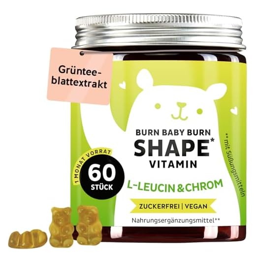 Für den Fettstoffwechsel und Fettverbrennung - Unterstützung beim Abnehmen - mit Chrom, Biotin, Zink, L-Leucin - Monatsvorrat - Bears with Benefits Burn Baby Burn Shape Vitamin, Gummi