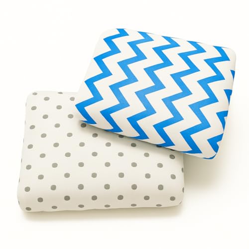 Image of Organic Cotton Muslin Pack of 2 Baby Bath Towel Cotton Cloth Premium Baby Washable, Reusable, Absorbent, Extra Soft 120 X 120 Cm Grey Dot & Blue Zig Zag (Minor Manufacturing Irregularity)