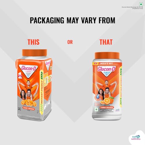 Image of Glucon-D Instant Energy Drink Powder Jar 400 gm | Energy, Recovery, Immunity | Tangy Orange