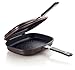 Happycall Titanium Nonstick Double Pan, Omelette Pan, Flip Pan, Square, Dishwasher Safe, PFOA-free, Brown (Jumbo Grill)