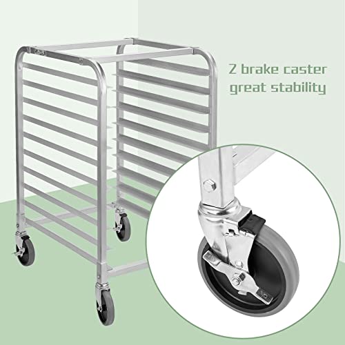 Hally Sinks & Tables H Bun Pan Rack 10 Tier With Wheels, Commercial Bakery Racking Of Aluminum For Full & Half Sheet - Kitchen, Restaurant, Cafeteria, Pizzeria, Hotel And Home, 26" L X 20" W X 38" H #TOP4