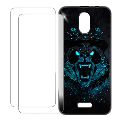 UOGNADGD Compatible avec Wiko Sunny 5 Coque Personnalisée Colorée avec 2 Protections Écran en Verre Trempé – Antichoc et Anti-Rayures (Panda en colère)
