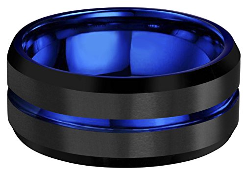 4mm 6mm 8mm 10mm Blue/Rose Gold Groove Black Matte Finish Tungsten Carbide Wedding Band Ring Engraved I Love You Size 4 To 172