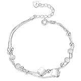 SENLINLU Four Leaf Clover Bracelet Sterling Silver Bracelet for Women 925 Sterling Adjustable Friendship Link Bracelet Layered Bracelets for Womens Girls